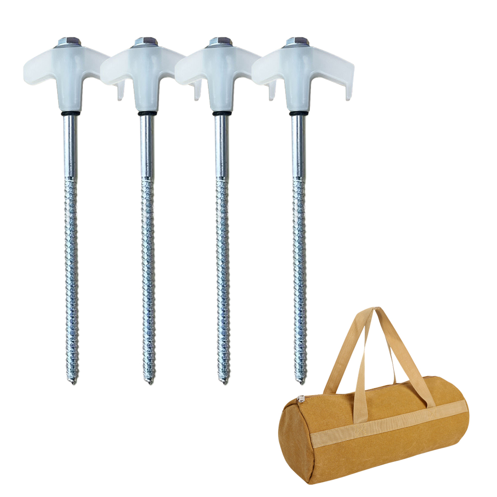 4/8PCS Screw-in Tent Stakes Ground Anchors metal Steel Hexagonal Plastic Head Spiral Screws Camping Peg Ground Nails Tool