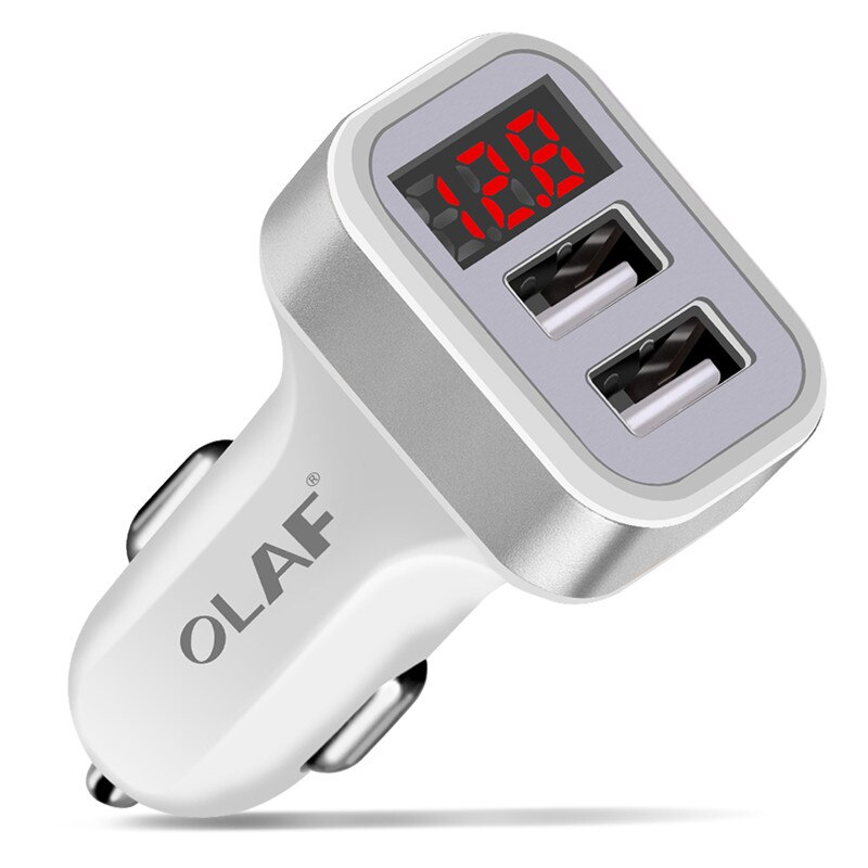 OLAF Dual USB Auto Ladegerät LED Digital Anzeige GPS Auto Schnelle Ladung Adapter USB Ladegeräte Für Samsung Xiaomi Tablette Auto -ladegerät: nur Silber- Ladegerät