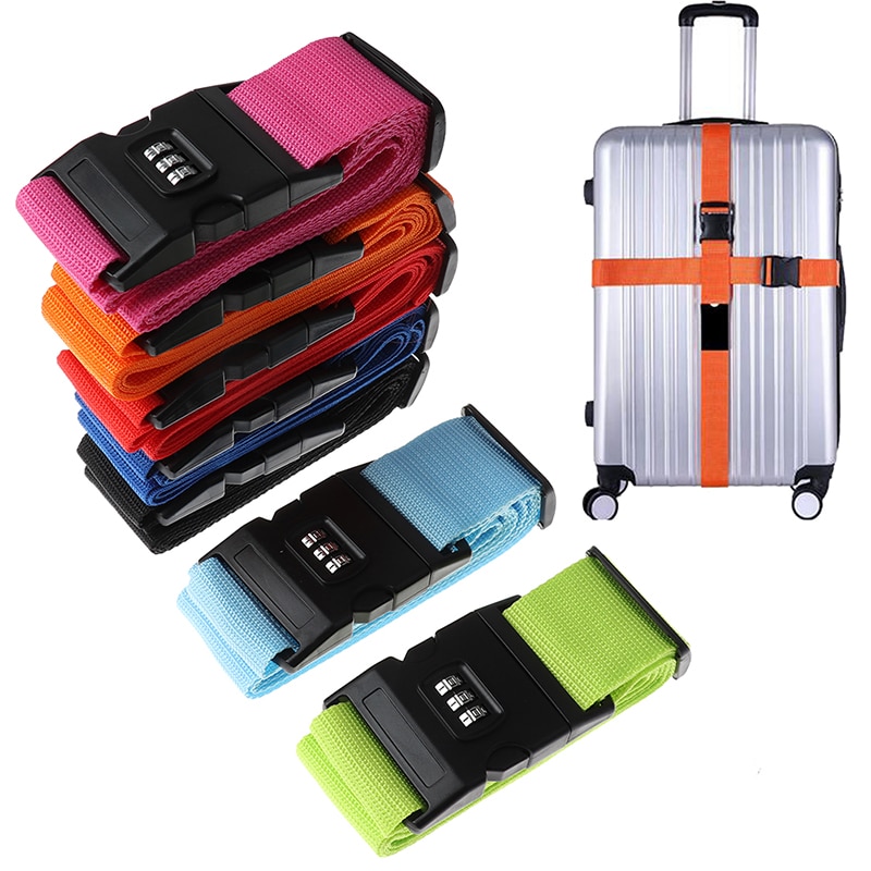 Verstelbare Bagage Riem Kruis Riem Verpakking Reizen Accessoires Koffer Nylon 3 Cijfers Wachtwoord Lock Gesp Riem Tag 200 Cm