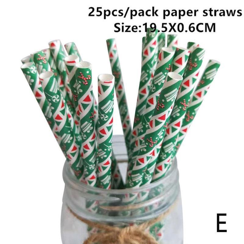 25 stücke Weihnachten Papier Strohhalme Weihnachten Baum Frohe Weihnachten Für Heimat Party Papier Neue Strohhalme Liefert Dekorationen Weihnachten Jahr I3Q1: E