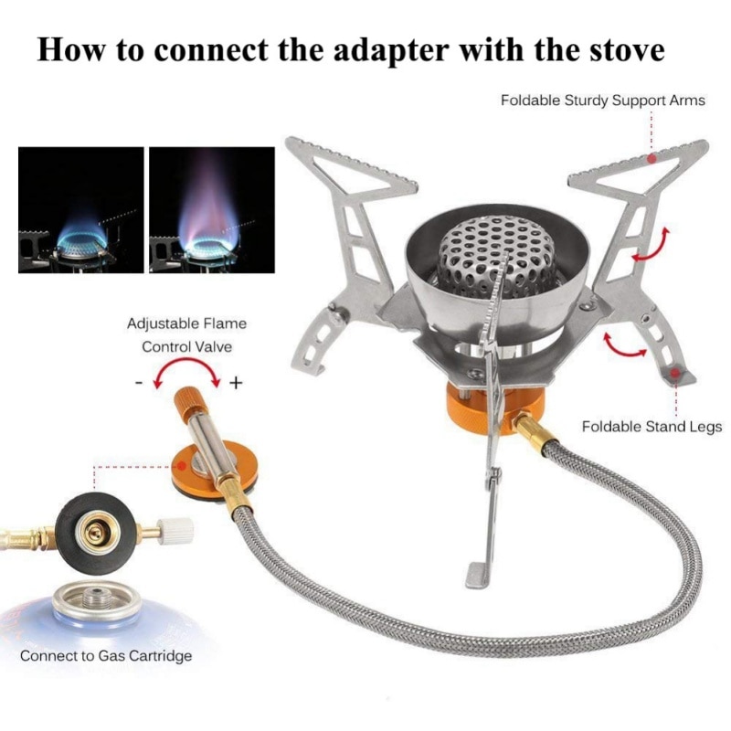 Outdoor Roestvrij Staal Camping Gasfornuis Veilig Switching Opladen Opblaasbare Adapter Voor Platte Tank Vloeibaar Gas Cilinder