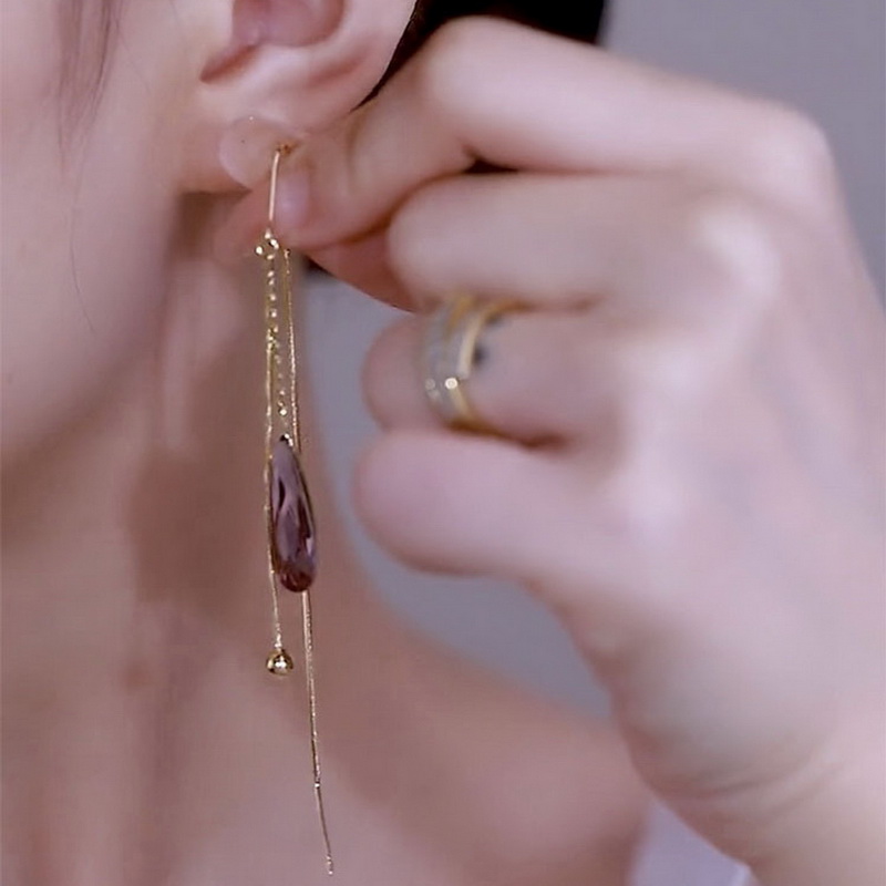 Orecchini pendenti con acqua verde zircone moda coreana per le donne Orecchini con temperamento lungo pendente in cristallo Gioielli per feste di nozze per ragazze