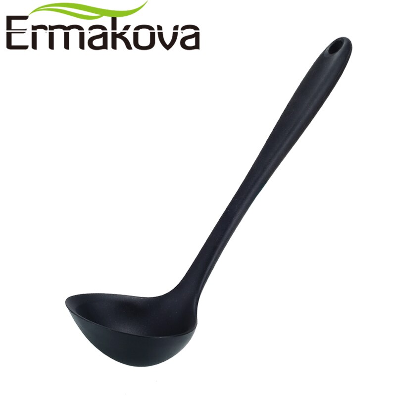 Ermakova 3 Stks/set Non-stick Siliconen Turner Spatel Skimmer Lepel Soep Lepel Hittebestendig Keuken Kookgerei (zwart)