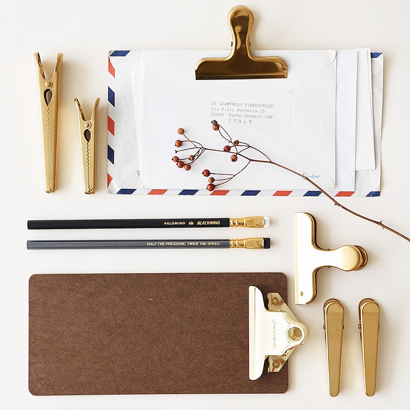 Vintage Brass Bill Clamp Ins Metal Spring Clips Food Coffee Bag Sealing Clips Office Home Stationery