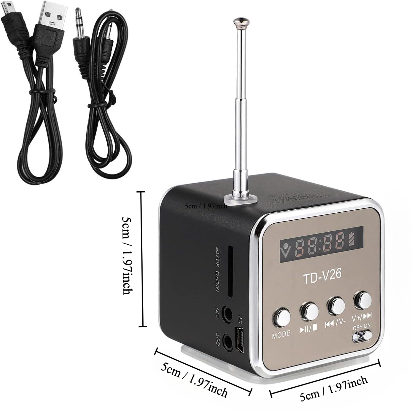 Radio cyfrowe FM Bezprzewodowy głośnik Bluetooth, przenośny odtwarzacz MP3 Wyświetlacz LCD Głośnik stereo Obsługa kart SD/TF