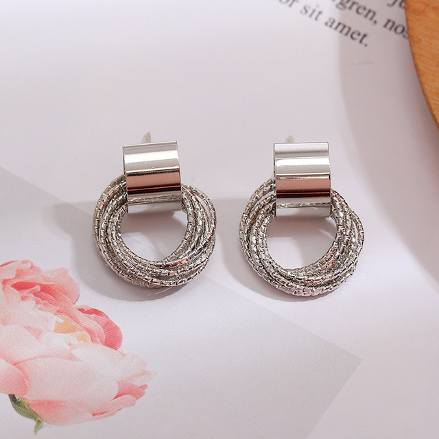 Boucles d'oreilles rondes géométriques en argent 925 pour femmes, nouvelle délicate, aiguille en cristal strass, beaux bijoux de fête: MULTI