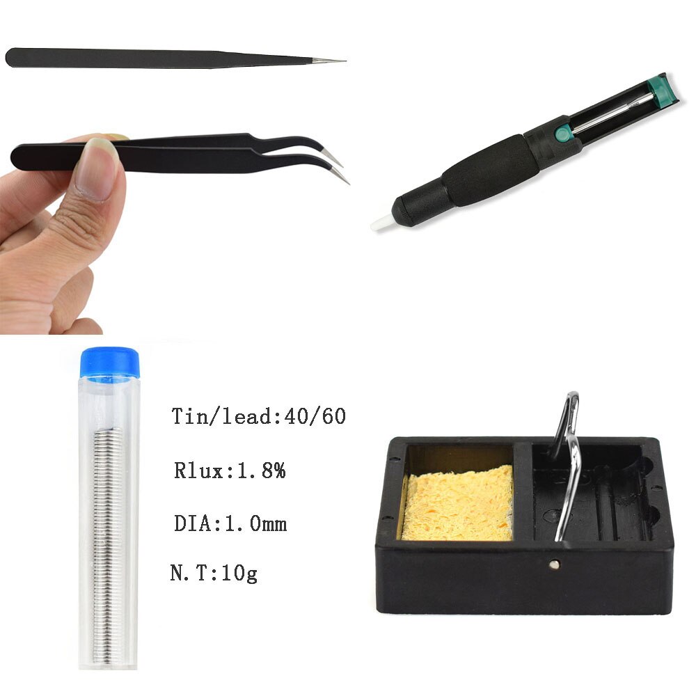 NEWACALOX 60W 110V/220V Adjustable Temperature Electric Soldering Iron Kit Welding BGA Repair Tool Set Solder Wire Test Pencil