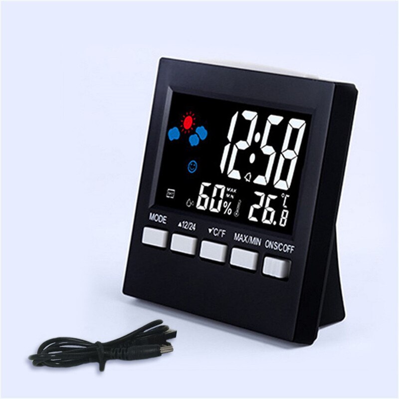 Voice Control LED Digital Alarm Clock USB Charging LCD Desk Display Thermometer Calendar Alarm Clock Night Light Home Decor