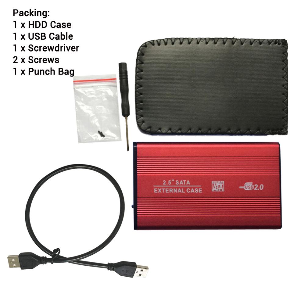 Caja de Funda de disco duro SSD SATA, USB 2,5 de 2,0 pulgadas, caja de móvil externa, caja de la unidad de disco duro 2,5 '', caja de cierre usb sata, carcasa de aleación de aluminio: Red