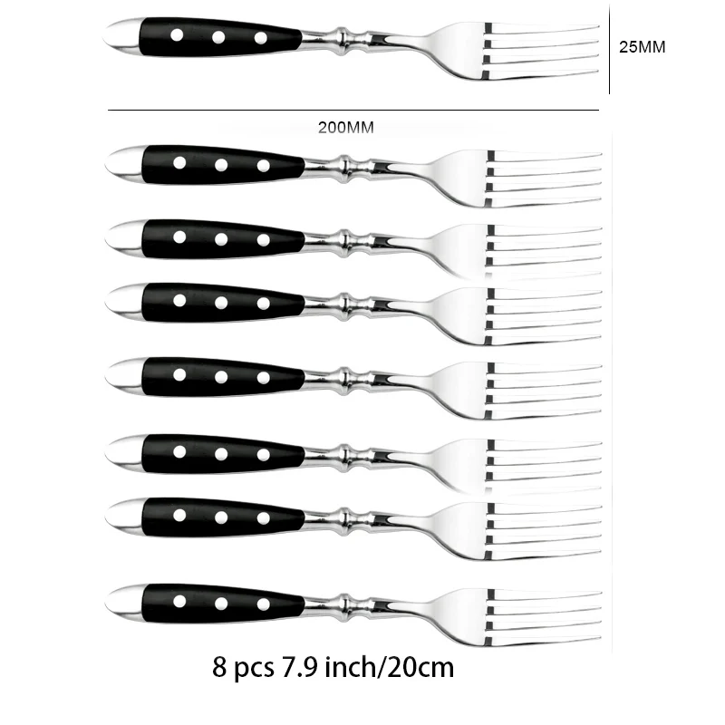 Cubiertos clásicos y elegantes de acero inoxidable, juego de 4/6/8 piezas, cuchillo deportivo de , cuchillo para carne con horquilla completa, juego de cubiertos creativos: Borgoña