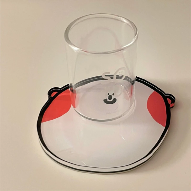 Posavasos acrílico antideslizante con almohadilla para taza de dibujos animados, resistente al calor, para escritorio, mantel individual para mesa, posavasos con aislamiento térmico