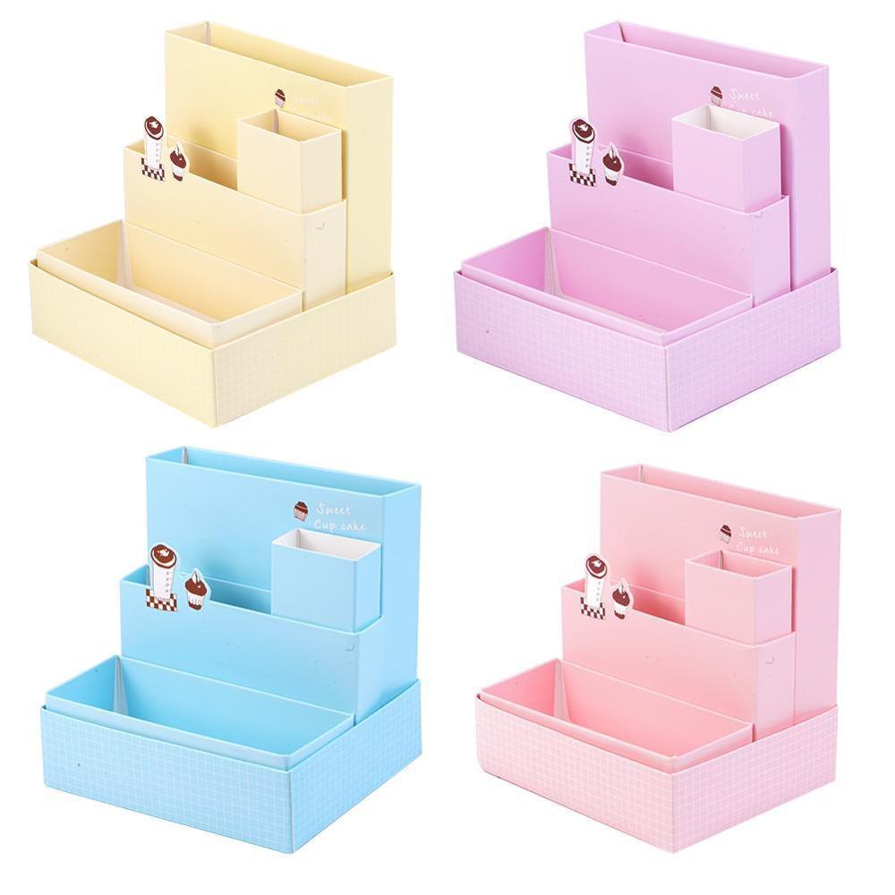DIY Paper Board Storage Boxes Bins Office Organizer Desk Case Cosmetic School Stationery Makeup Tools R7P6