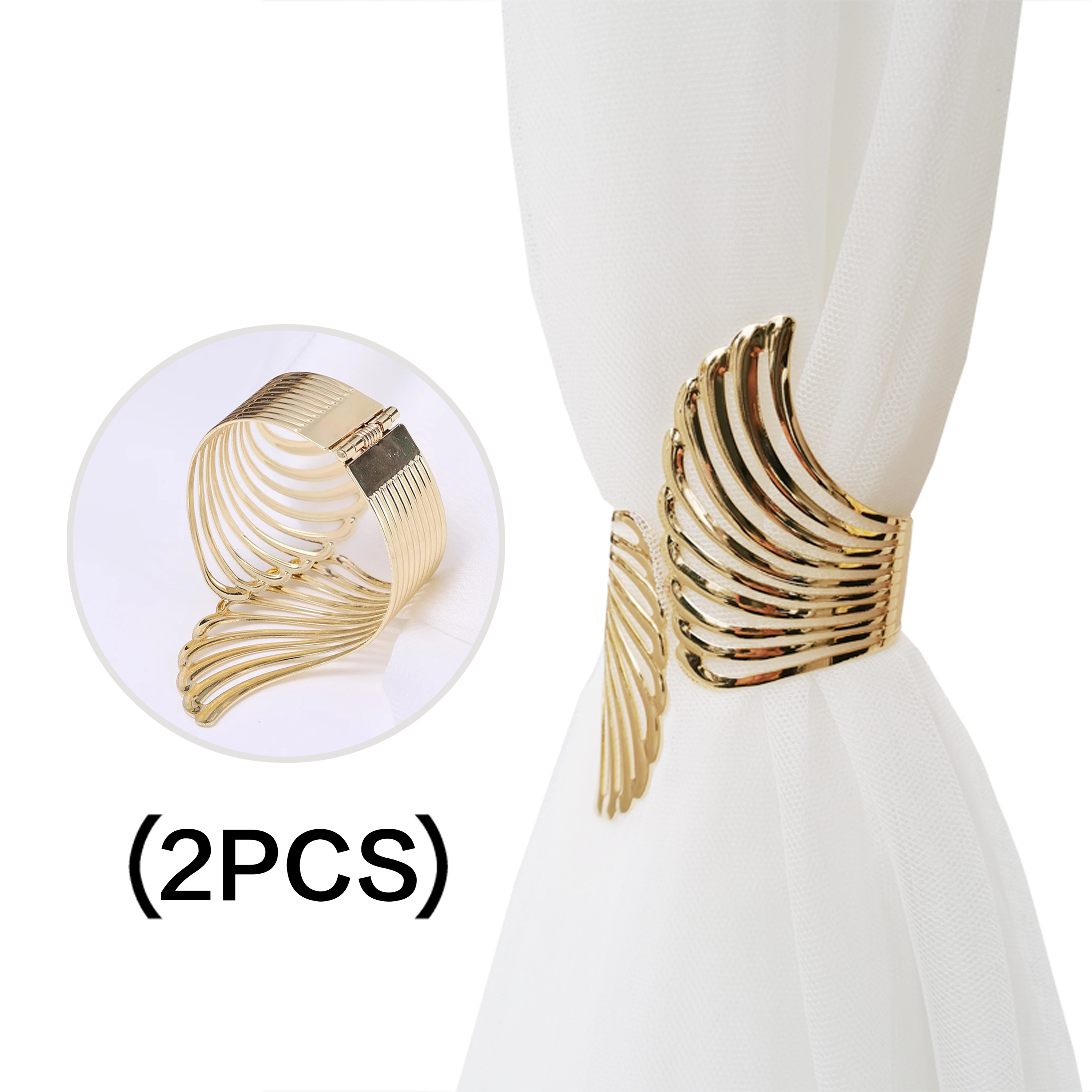 2 pièces moderne luxe or/argent ailes d'ange motif printemps rideau embrasses, utilisé pour chambre à coucher, rideaux de salon: YELLOW