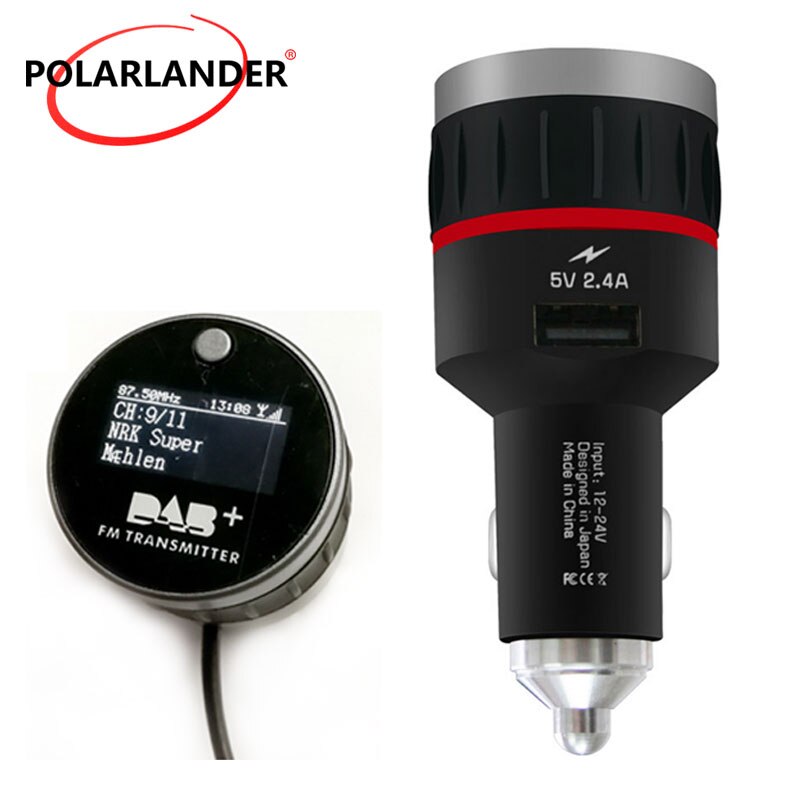 Tuner Receiver FM Transmitter With Converter Plug-and-Play Knob Car DAB Radio Cigarette Lighter With 5V 2.4A A USB Part