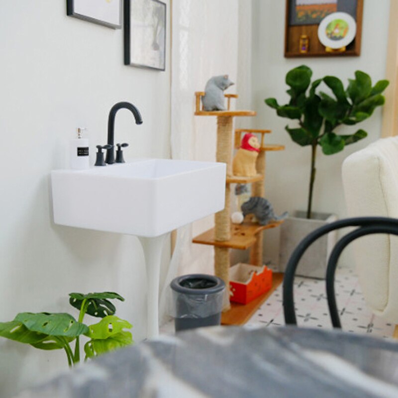 1:6 Doll House Miniature Furniture Accessories Sink, Basin, Faucet Mini Model