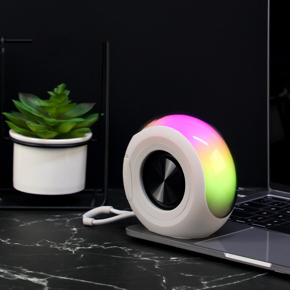 Mini Altavoz Bluetooth 2 en 1, caja de sonido inalámbrica magnética de alto sonido con iluminación RGB, Subwoofer portátil de para hombres y mujeres: Plata
