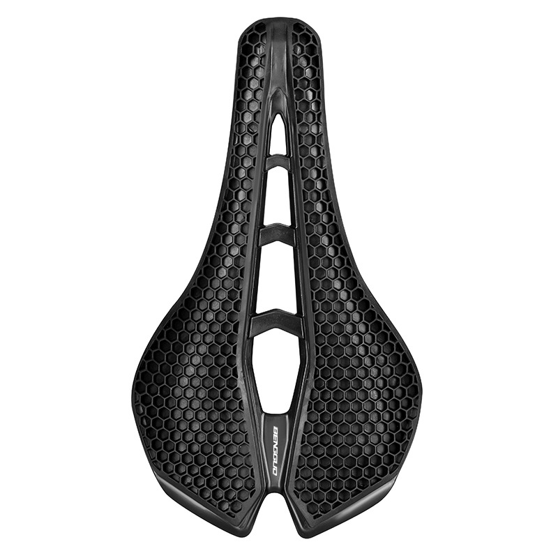 Fiets 3D-zadel Honingraat schokabsorberende zitting Hol ademend kussen Comfortabele racefietsuitrusting: zwart