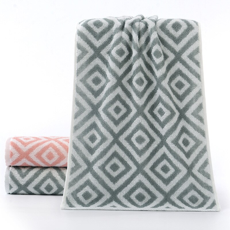 Toalla de algodón puro, toalla de mano de diamante, toalla suave absorbente 34*74, Toalla de baño: Gris claro