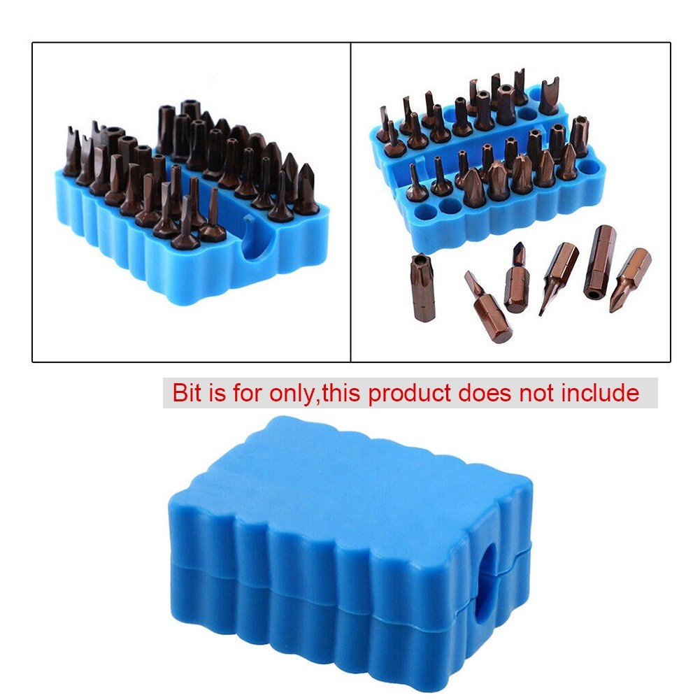 64x48x15mm Houder Schroef Bits Blauw Flexibele Hex Plastic Schroevendraaier Opbergdoos 32 Gaten Mooie