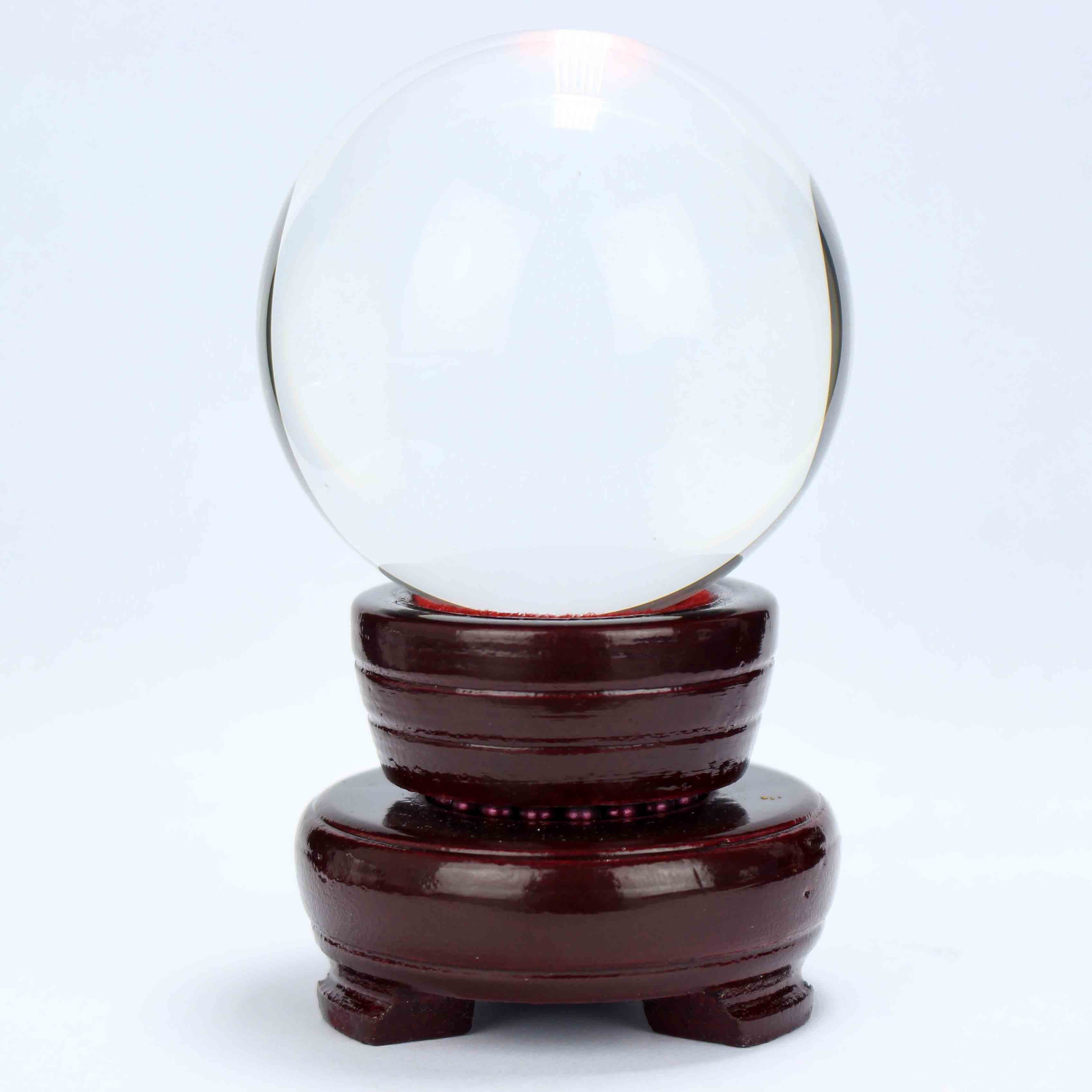 60/70/80Mm Crystal Ball Fotografie Fengshui Magic Glas Bal Home Decor Glas Sphere Bola De Cristal: 80mm / wooden base