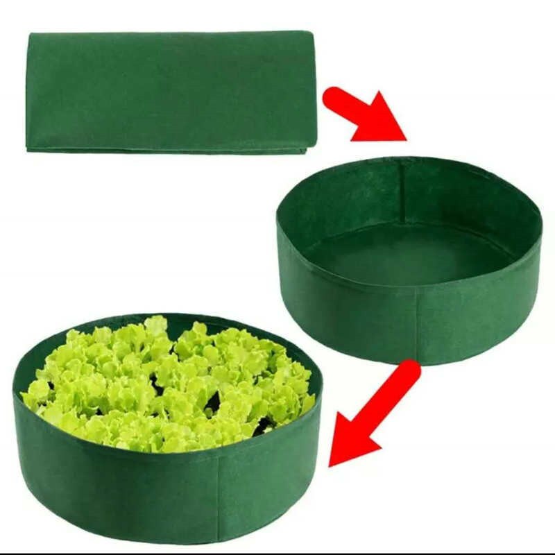 Rund filt plantepose grøn plantespand non-woven blomster planteskoletaske