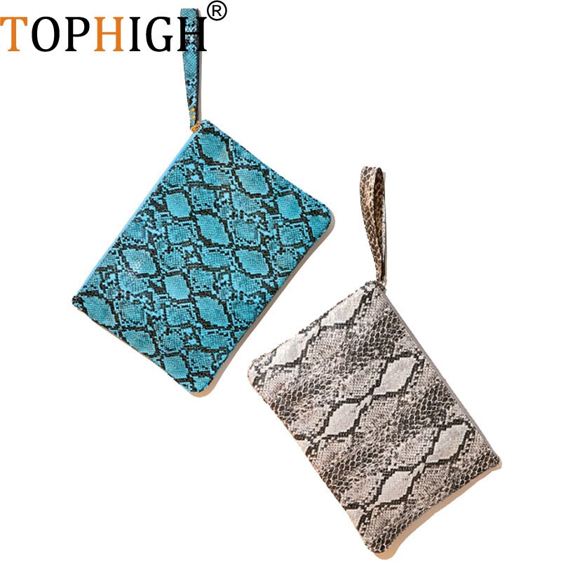 TOPHIGH Evening Bag Women&#39;s Synthetic Leather Bag Snake Skin Envelope Bag Day Clutches Purse