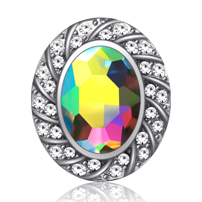 Mooie strass ovaal 20mm drukknopen passen op 18mm drukknopen armband drukknopen sieraden: Kz3506- ab kristal