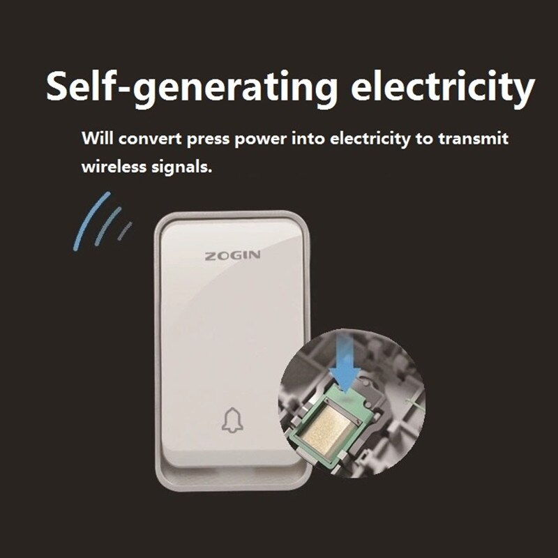 Timbre inalámbrico a prueba de agua, timbre de casa con control remoto, 150M, Wifi, autopotencia, timbre inteligente, Dingdong, sin batería