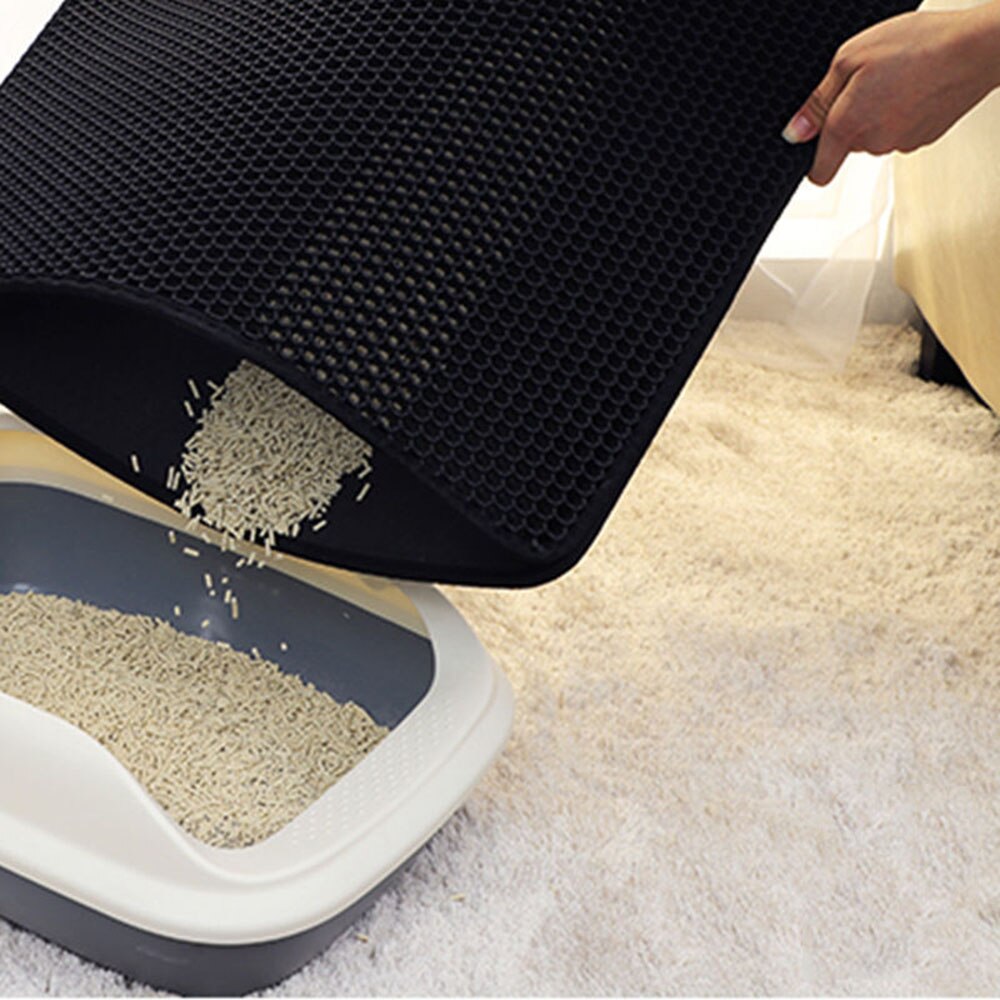 Cat Litter Mat Cat Litter Trapping Mat Honeycomb Double Layer Water Urine Proof Kitty Cat Mat Easy Clean Scatter Control
