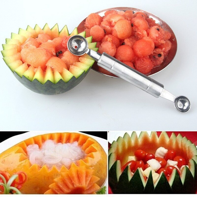 Fruit Cutting Tool Fruit Slicer Kitchen Carving knife Stainless steel fruit Double-headed watermelon pulp spoon Kitchen gadgets