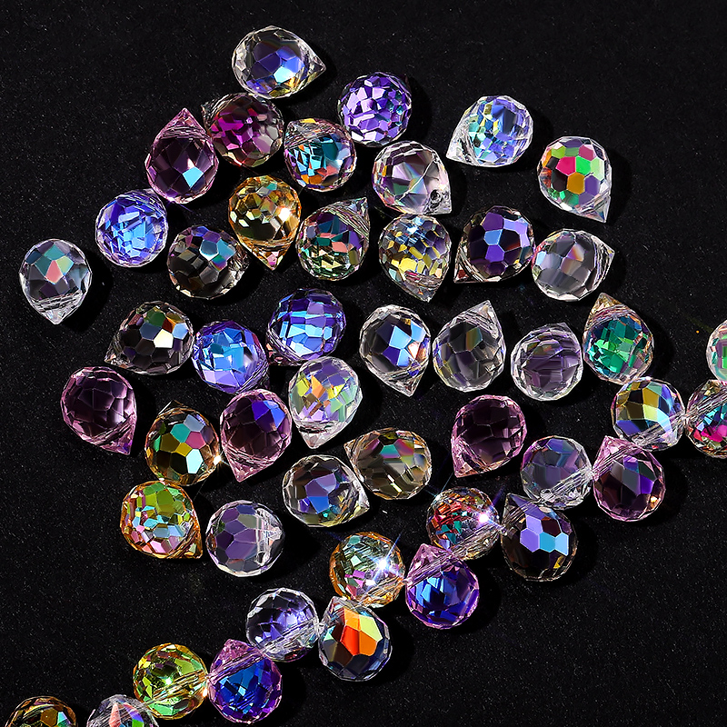 Cuentas de fresa de cristal de 10x8mm, cuentas de vidrio facetadas brillantes de Color AB para fabricación de joyería, pulseras DIY, accesorios para pendientes, 50 Uds.