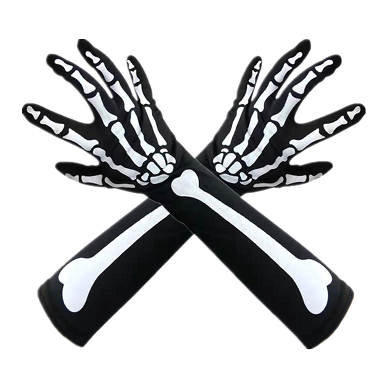 Guantes de esqueleto blanco para Halloween y máscara facial de calavera para adultos, disfraz de terror, , fantasma aterrador, suministros de disfraces para Cosplay: Azul