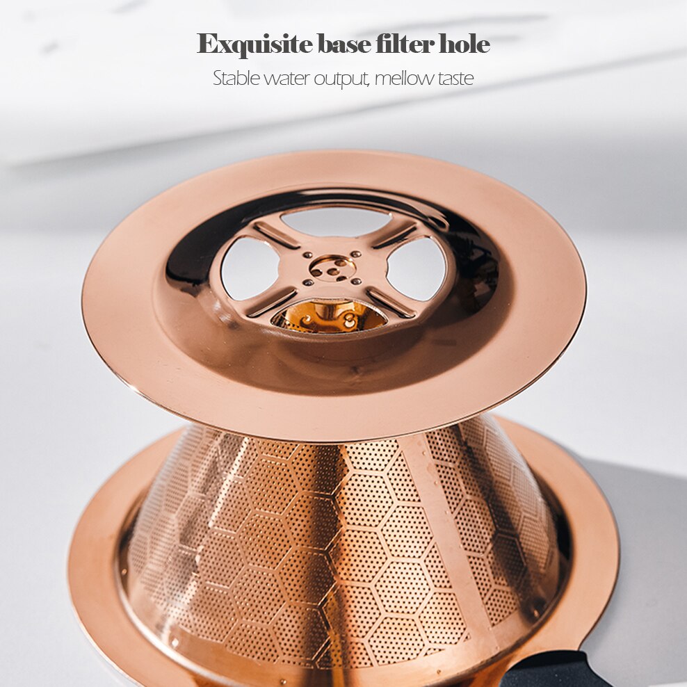 304 Stainless Steel Coffee Filter 600 Mesh Double-Layer Honeycomb Filter Bowl With Base Filter-Free Paper Coffee Strainer