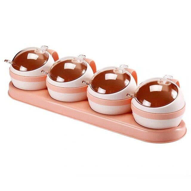 3/4 st set nordisk kryddlåda kök salt socker förvaringslådor hållare plast kryddburk krydda cruet hem köksredskap: 4 burkar rosa