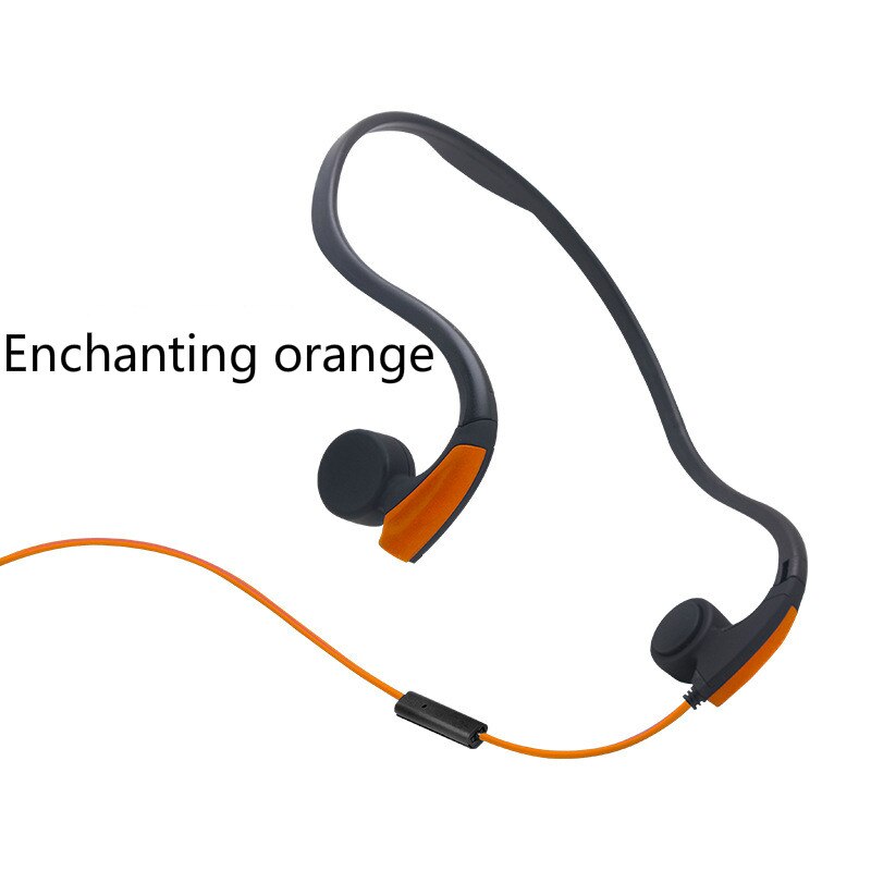 Stereo Bluetooth Earphone Bone Conduction Back-Hanging Sports Headphones Wired Headphones L Angle Plug Headphones: Charm Orange