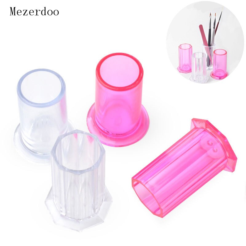 1pc opbergdozen voor nagelkunstkwasten, nagelkwasten, tekenpenselen, vijlen, ronde, stofbestendige make-up organizer