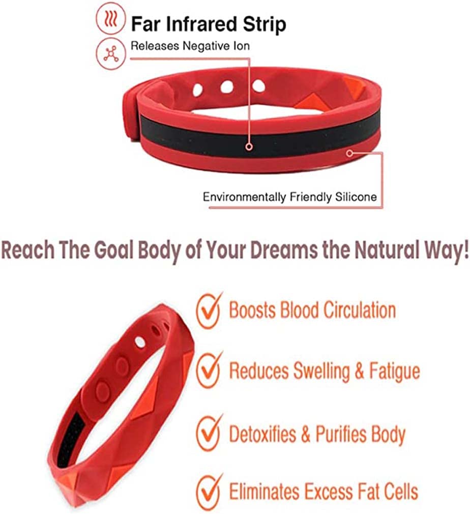 RedUp Far Infrared Negative Ions Wristband Anti-Static Sports Bracelet Lymph Drainage Weight Loss Adjustable Bracelet