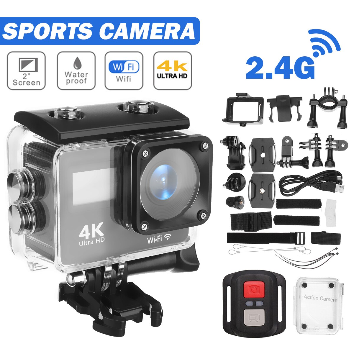 Actiecamera full hd allwinner 4k 30 fps 60 fps wifi 2.0 " scherm mini helm waterdichte sport dv-camera waterdichte dvr-camera