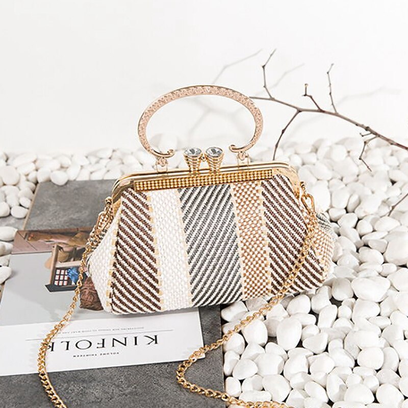 Auau-Vintage Mode Kus Lock Shell Tassen Vrouwen Tas Keten Schoudertas Crossbody Tas Vrouwen Handtas: Multi