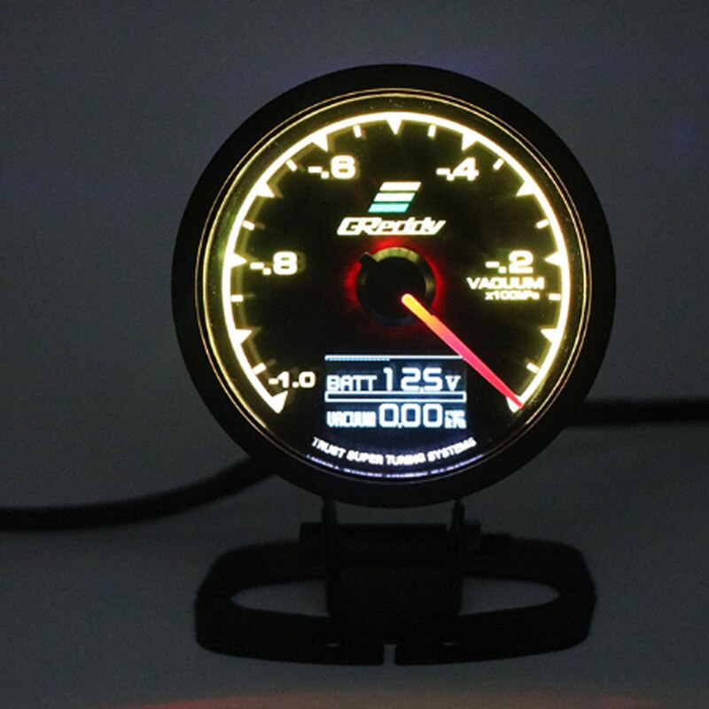 GReddi Water Temp Oil pressure Gauge Multi D/A LCD Digital Display Turbo Boost Car Gauge 2.5 Inch 60mm Water Temp Gauge 7 Color: Vacuum