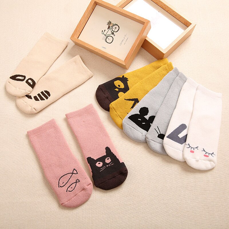 5 Pairs/Set Cartoon Baby floor Socks For Baby Girl Baby Boy Infant Child Socks Non-slip spring asymmetric children socks 0-2 Y