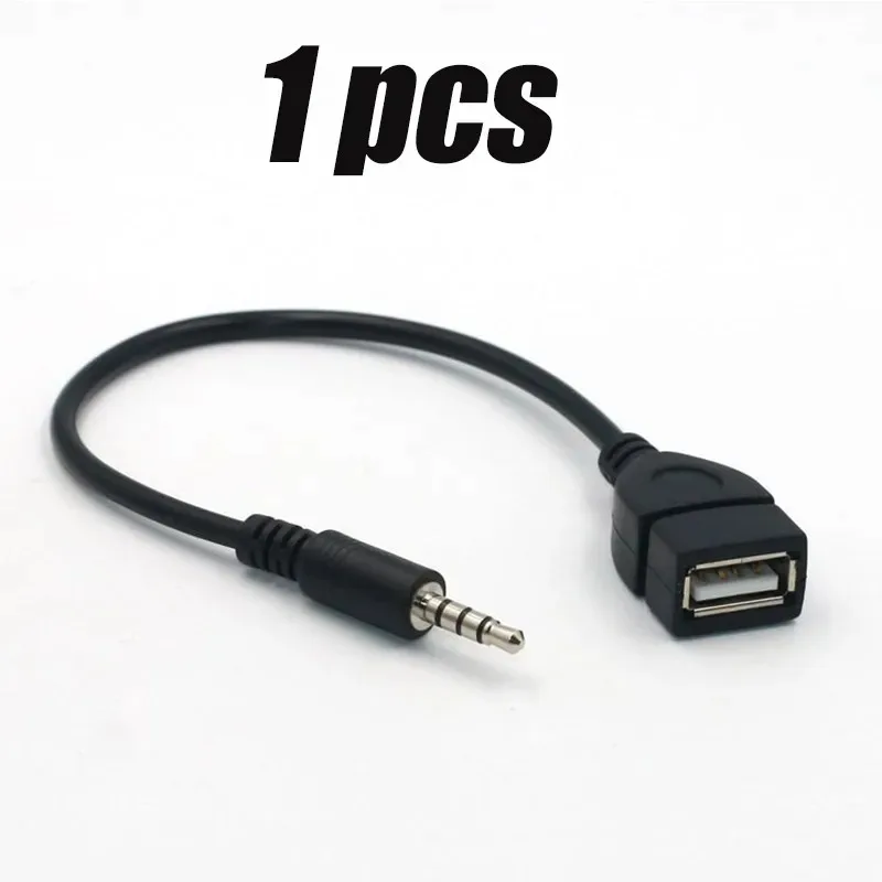 1/10 stks Zwarte Auto AUX Audio Kabel Naar USB Audio Kabel Auto-elektronica voor Muziek afspelen Auto Audio Kabel USB Hoofdtelefoon Converter: Glod