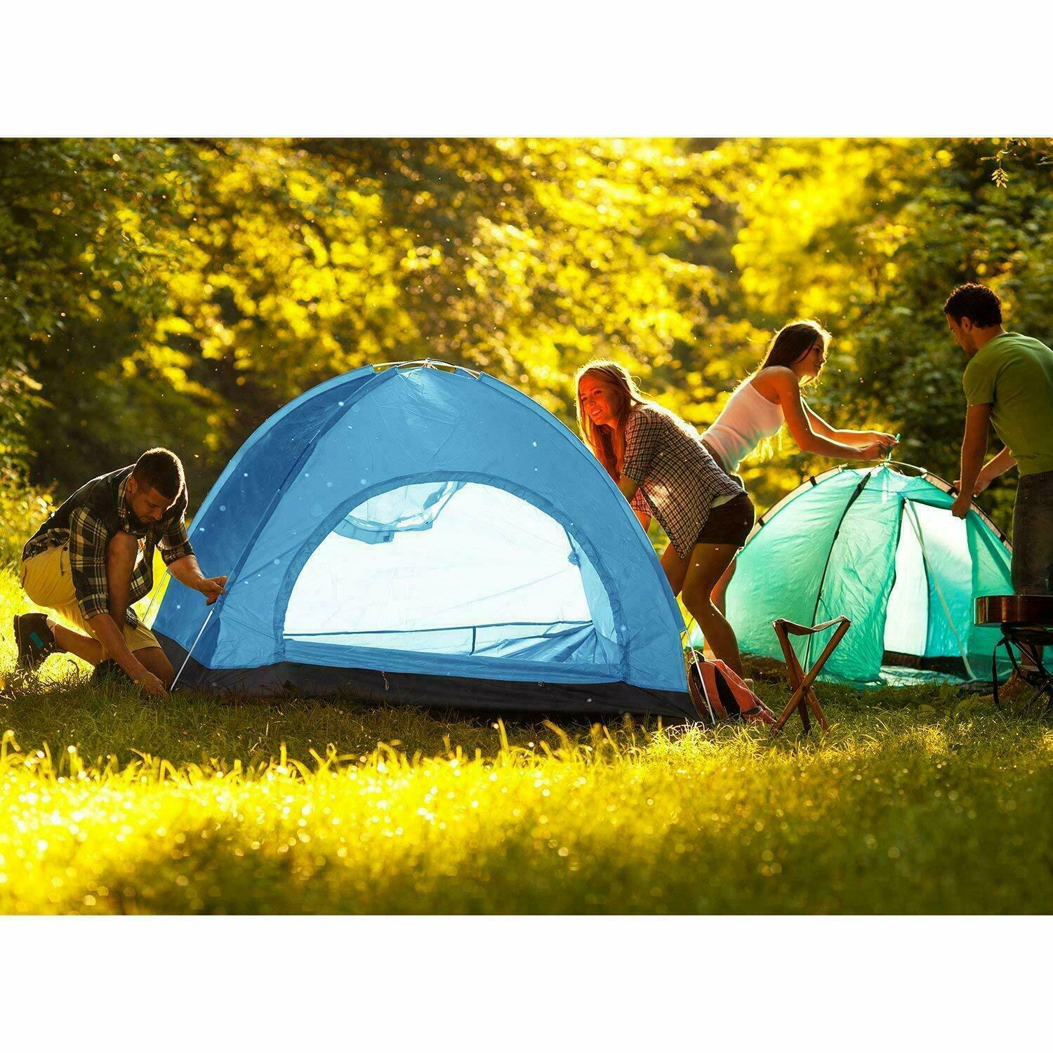 Outdoor Pop Up Tent Automatic Quick-Opening Tent 3-4 People Double Door Beach Camping Shelter Simple Tent Portable Waterproof
