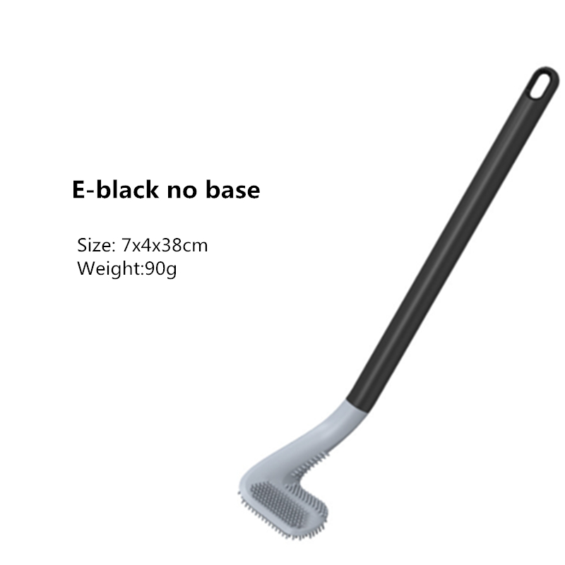 Siliconen Wc Borstel Voor Wc Accessoires Lensbare Toiletborstel Muur Gemonteerde Cleaning Tools Home Badkamer Accessoires Sets: E-black no base