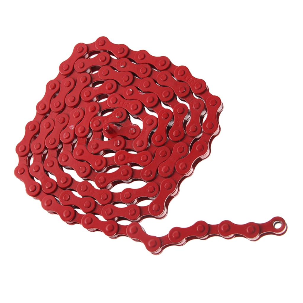 High Strength Steel Magic Button Chain Bike Chain Fixed Gear Track BMX Single Speed Chains 1/2' X 1/8' Red