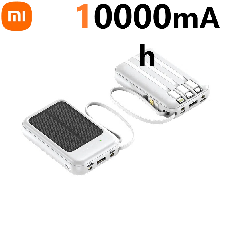 Xiaomi 50000mAh Solar Power Bank Built 4 Cables Fast Charger High Capacity Powerbank Spare Battery For Mobile Phones: Red