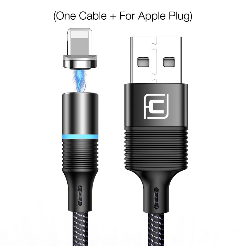 CAFELE QC3.0 LED Magnetic USB Cable for iPhone USB Type C Micro Cable 3A Fast Charging Cables for Huawei Samsung Xiaomi Oneplus: 1.2M Black for IOS
