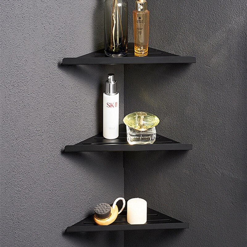 Étagère D'angle Murale Salle De Bain - Porte-Shampoing En Fer Noir - Organisateur Douche - 2