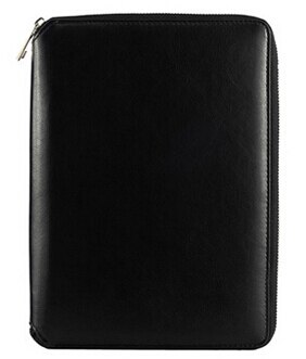 Cahier à spirale en cuir A5, organisateur de planificateur d'agenda de reliure à glissière, organisateur de document de padfolio de bureau de grande capacité de Macaron: black / A6  210 140mm