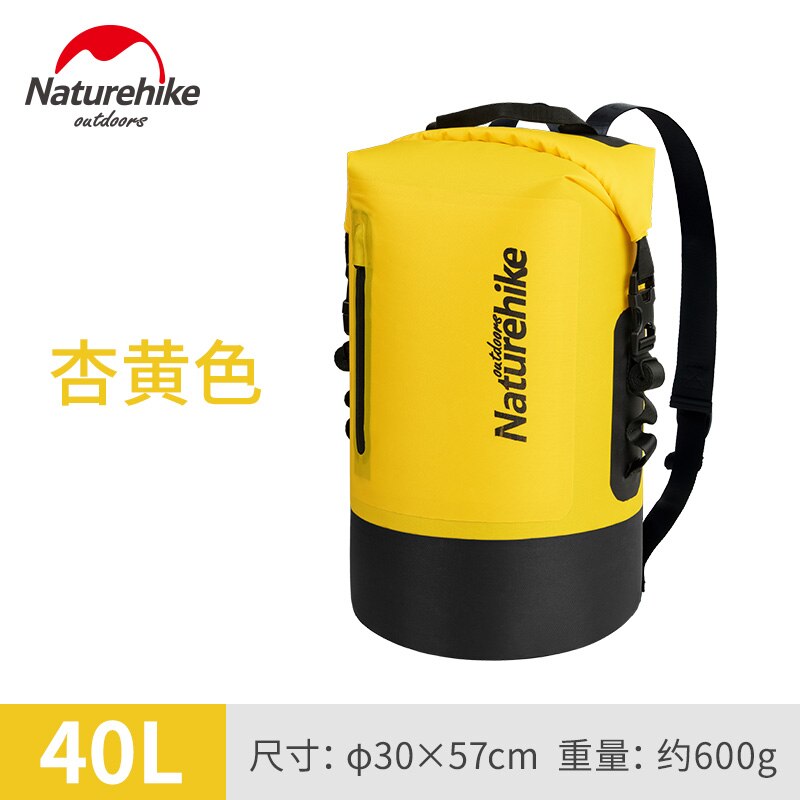 Naturehike vandtæt rygsæk tørtaske 20l 30l 40l pvc sæk, combo tørt vådtæt svømning strandtaske: 40l gule